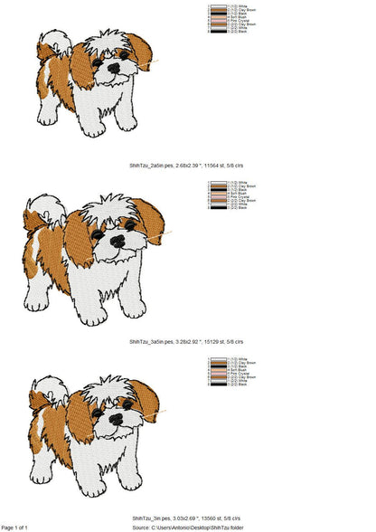 Lovely playing Shih Tzu Puppy Dog Mama kitchen dish towel pet animal kids machine embroidery designs ITH