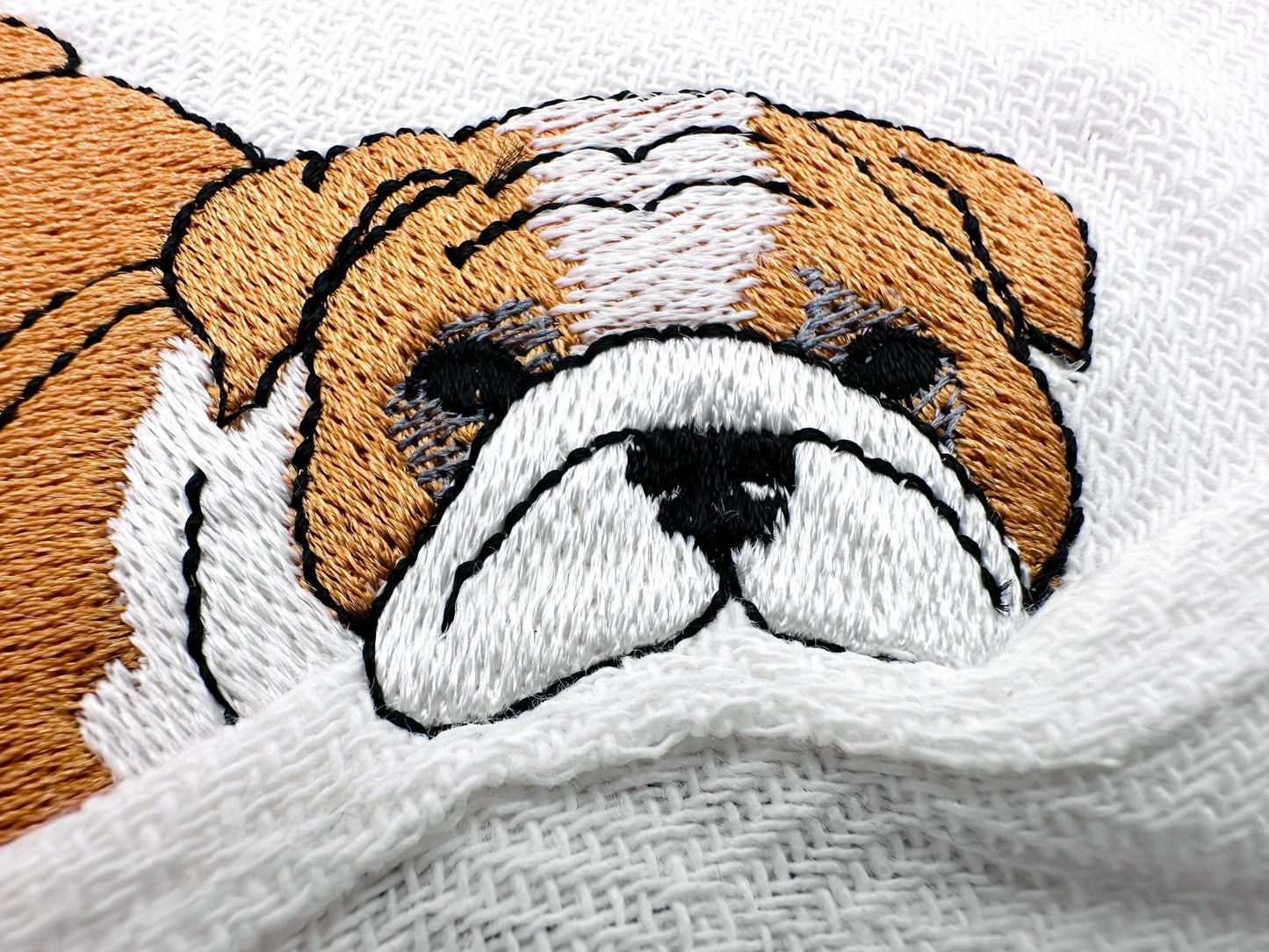 Lovely playing Bulldog Puppy Dog Mama kitchen dish towel pet animal kids machine embroidery designs ITH