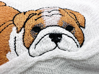 Lovely playing Bulldog Puppy Dog Mama kitchen dish towel pet animal kids machine embroidery designs ITH