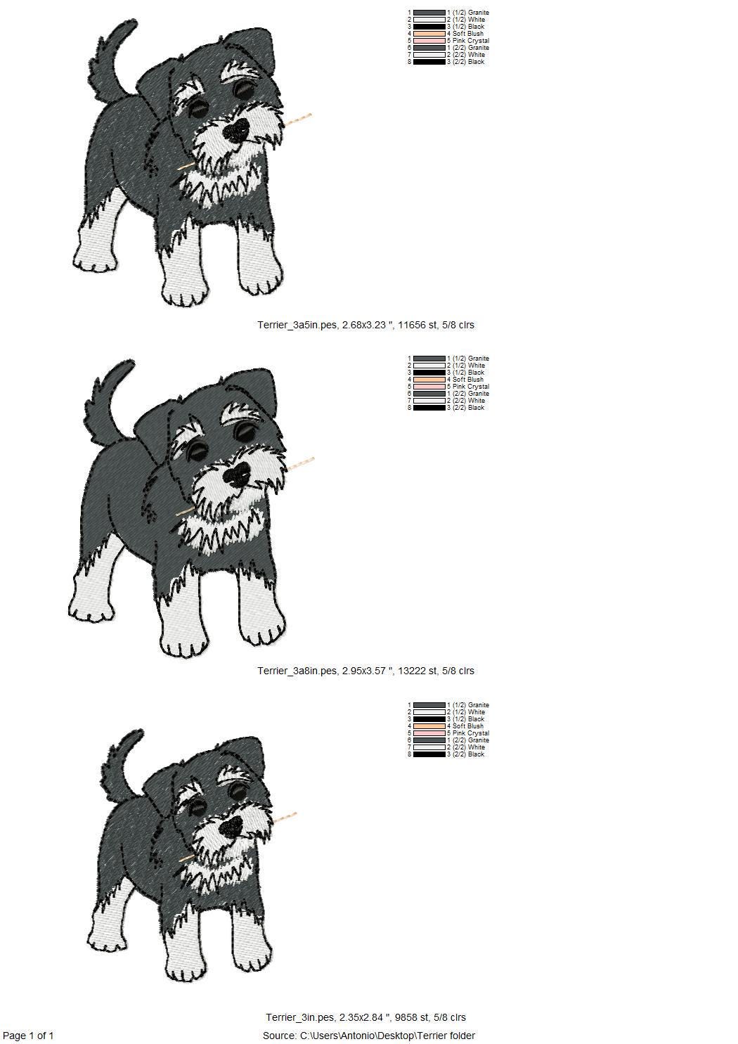 Lovely playing Schnauzer Puppy Dog Mama kitchen dish towel pet animal kids machine embroidery designs ITH