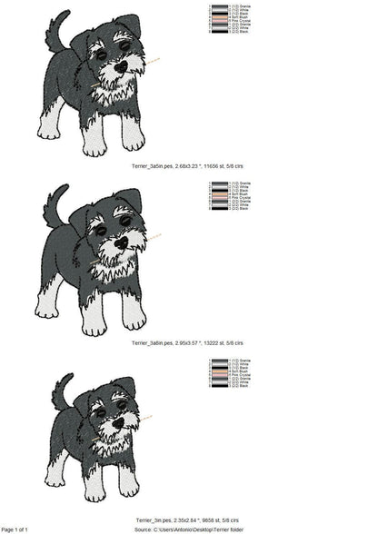 Lovely playing Schnauzer Puppy Dog Mama kitchen dish towel pet animal kids machine embroidery designs ITH