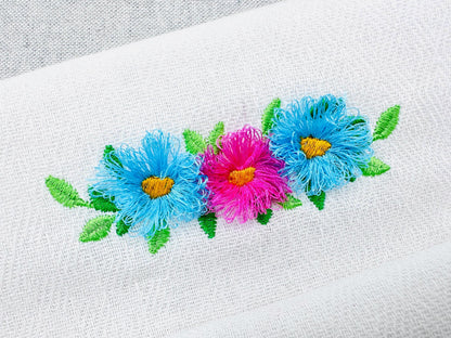Mini Fringed Floral Border SET of 2 types summer flower monogram accent machine embroidery designs