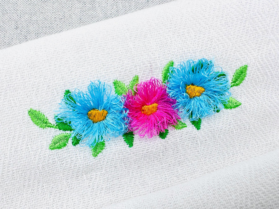Mini Fringed Floral Border SET of 2 types summer flower monogram accent machine embroidery designs