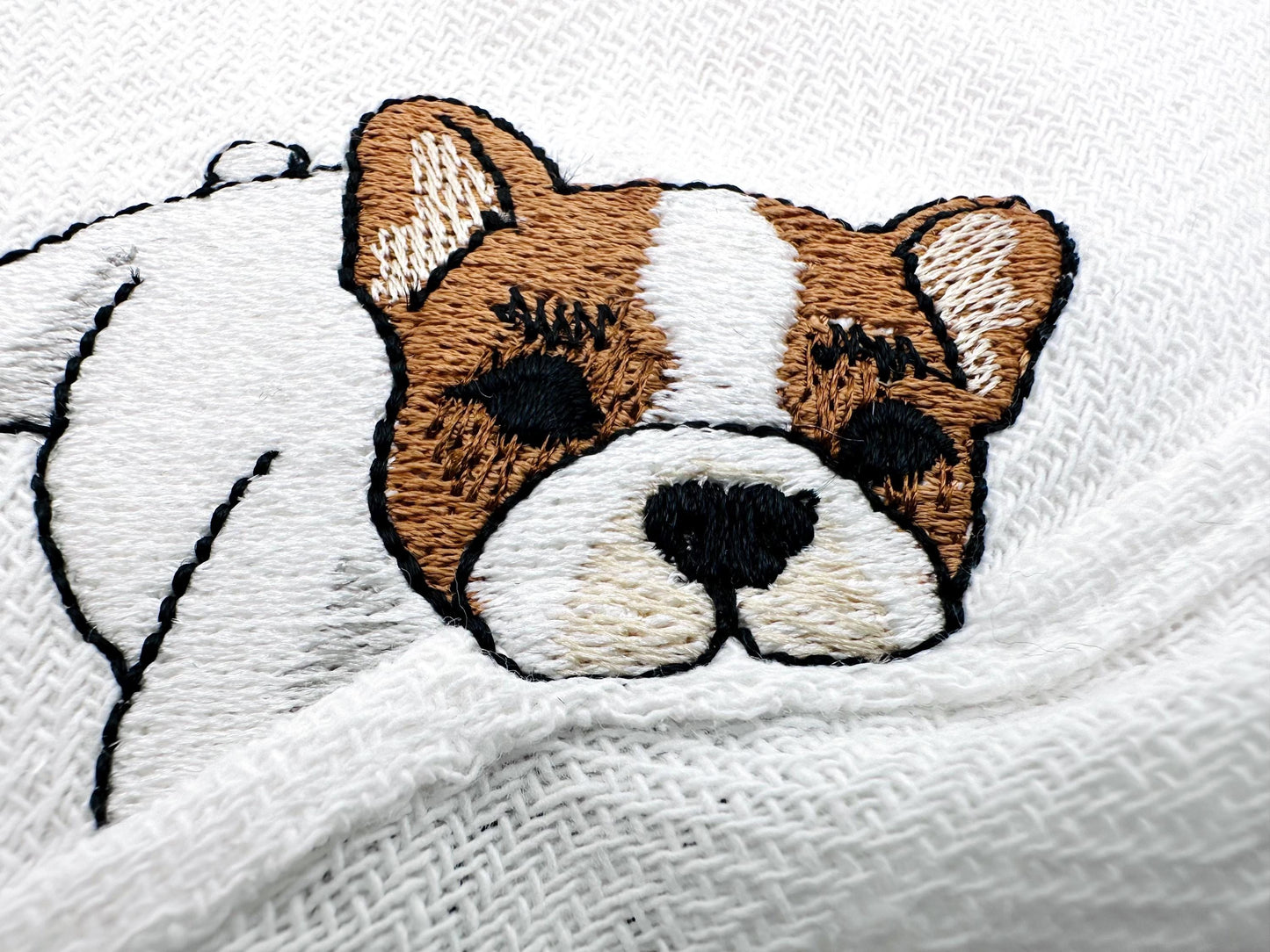 Lovely playing French Bulldog Puppy Dog kitchen dish towel pet animal kids machine embroidery designs ITH