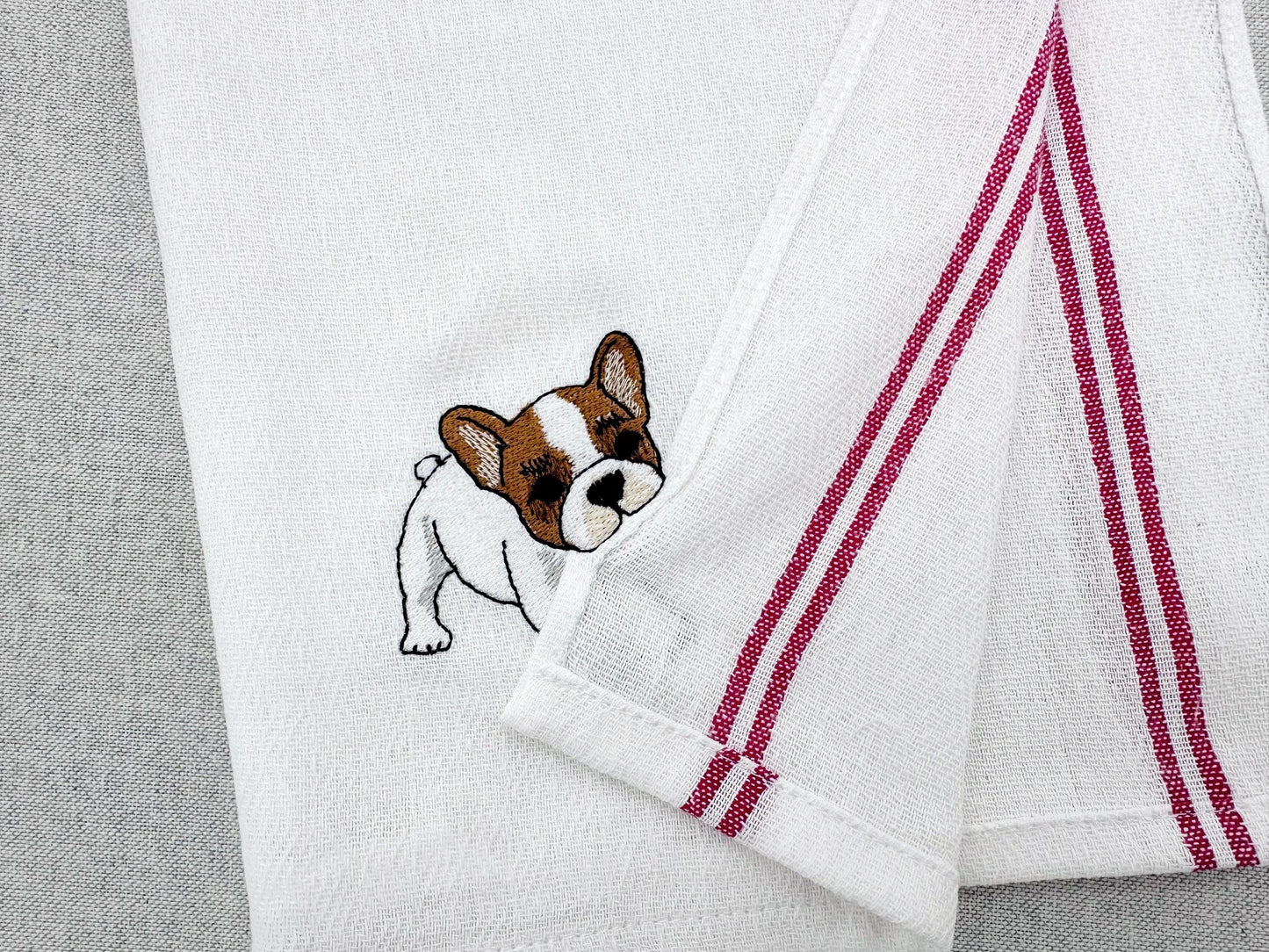 Lovely playing French Bulldog Puppy Dog kitchen dish towel pet animal kids machine embroidery designs ITH