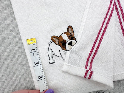 Lovely playing French Bulldog Puppy Dog kitchen dish towel pet animal kids machine embroidery designs ITH