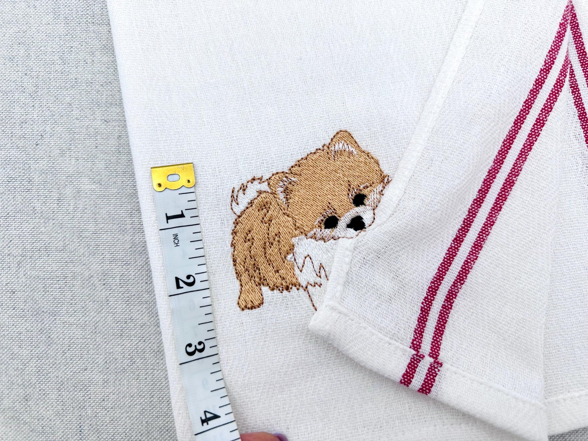 Lovely playing Pomeranian Puppy Dog kitchen dish towel pet animal kids machine embroidery designs ITH