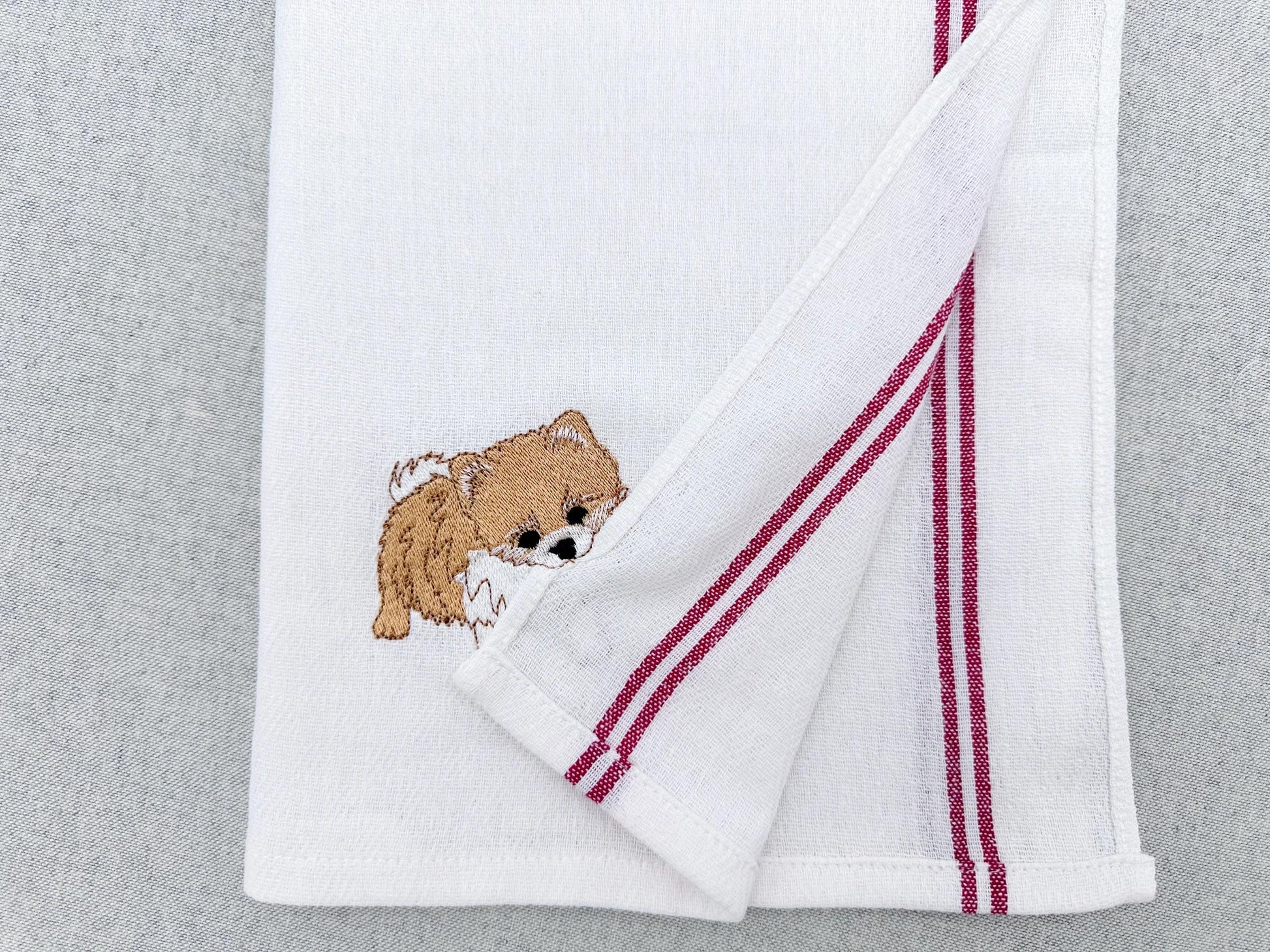 Lovely playing Pomeranian Puppy Dog kitchen dish towel pet animal kids machine embroidery designs ITH
