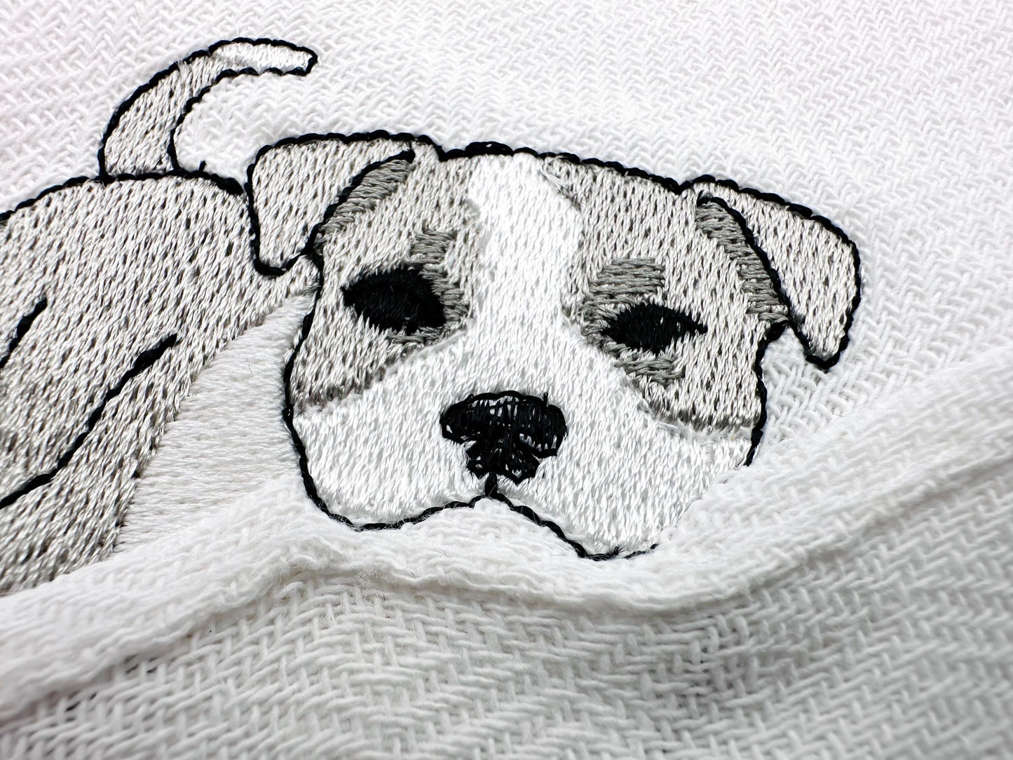 Lovely playing Pitbull Puppy Dog Mama kitchen dish towel pet animal kids machine embroidery designs ITH