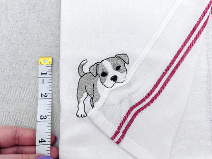 Lovely playing Pitbull Puppy Dog Mama kitchen dish towel pet animal kids machine embroidery designs ITH
