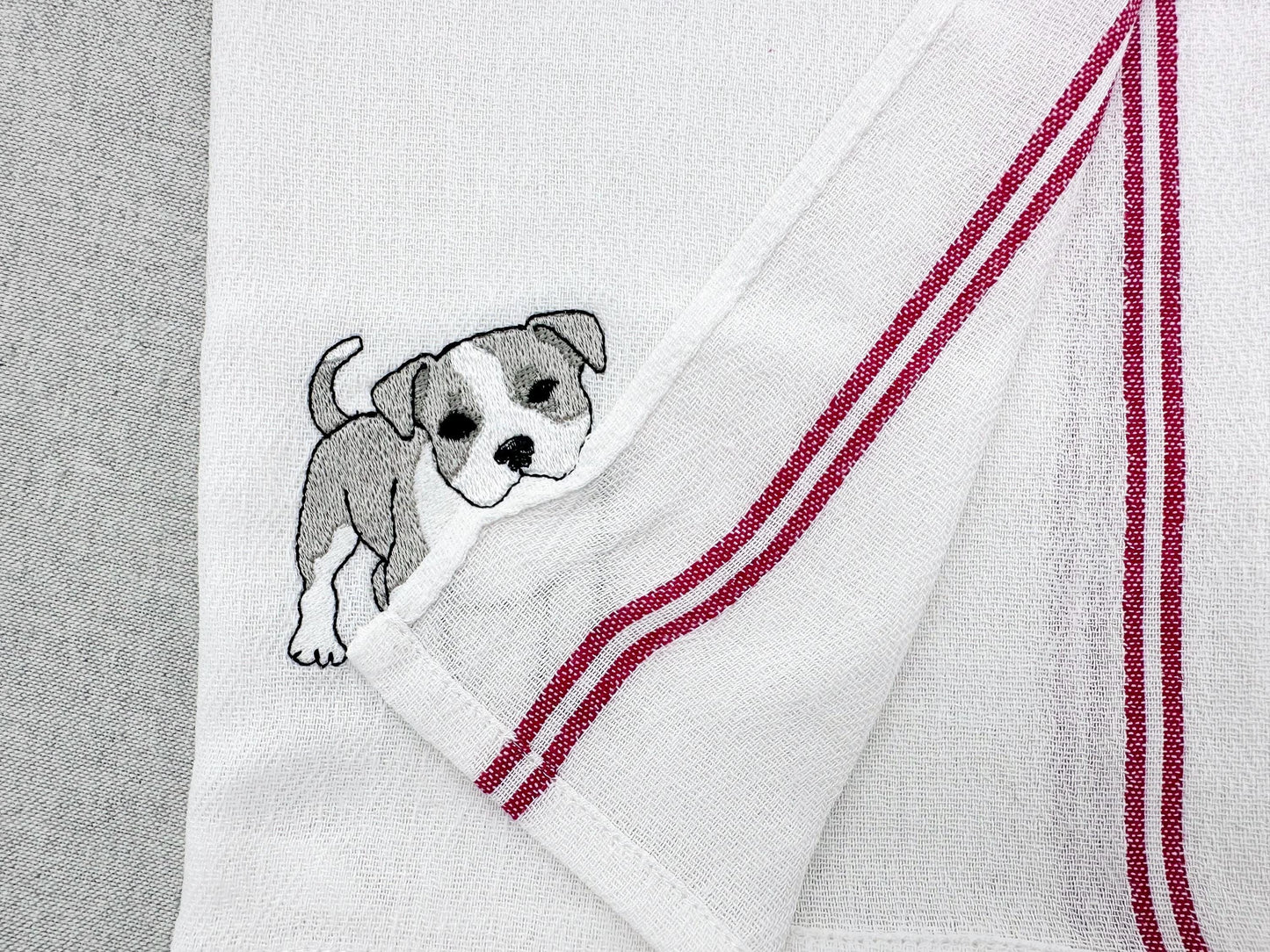 Lovely playing Pitbull Puppy Dog Mama kitchen dish towel pet animal kids machine embroidery designs ITH