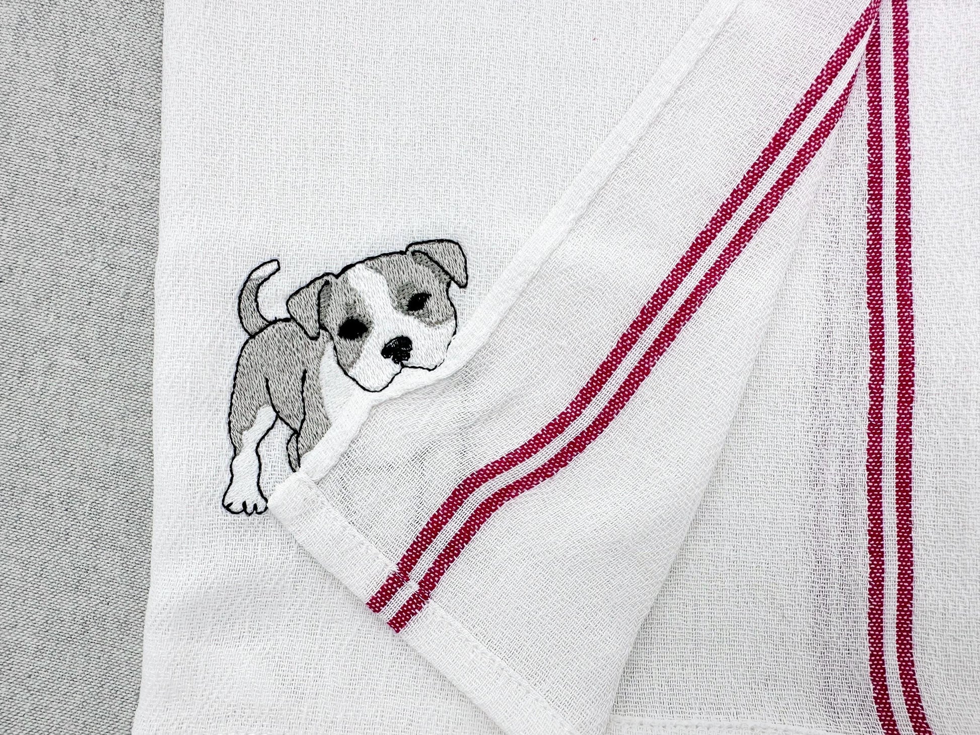 Lovely playing Pitbull Puppy Dog Mama kitchen dish towel pet animal kids machine embroidery designs ITH