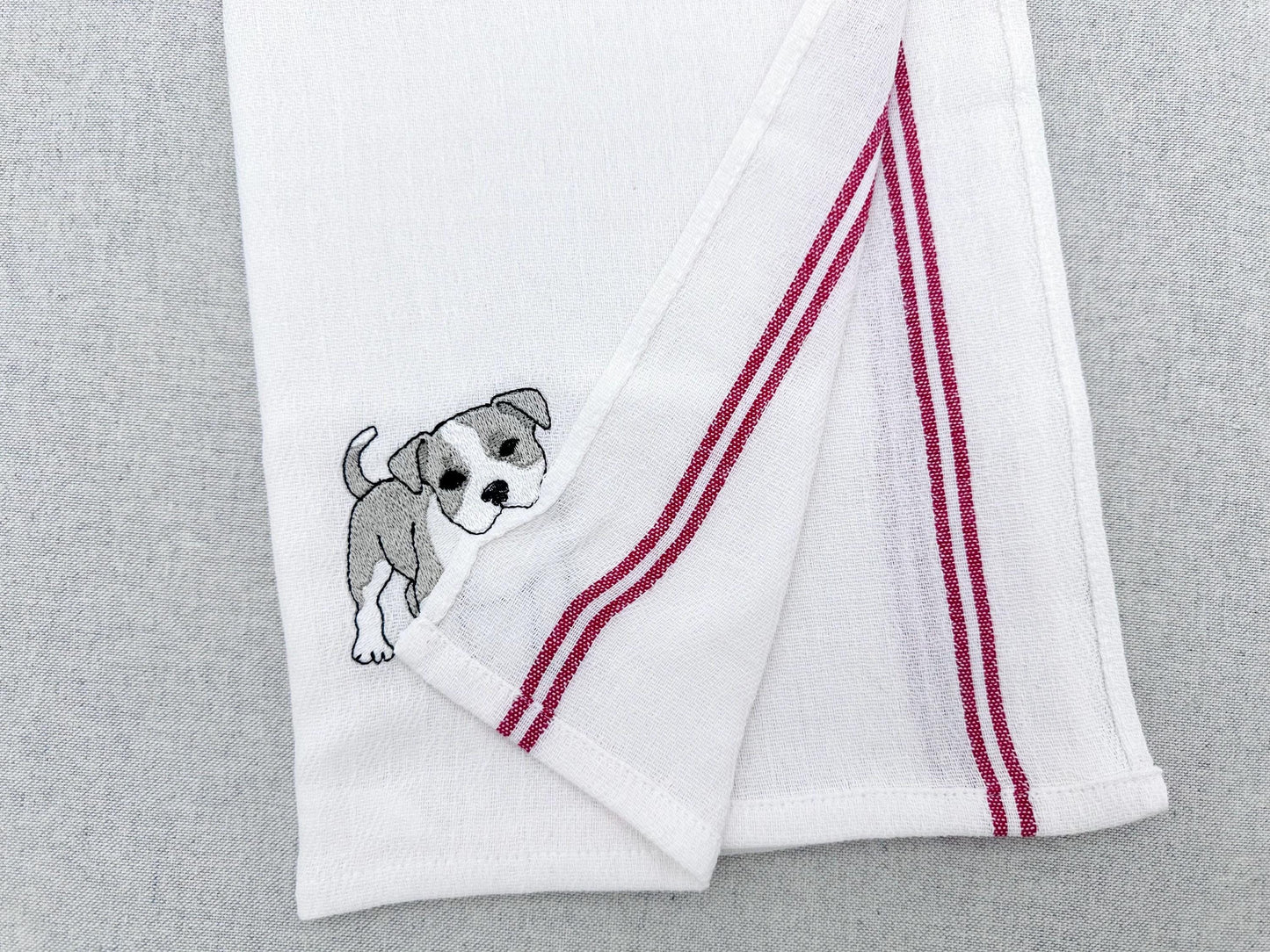 Lovely playing Pitbull Puppy Dog Mama kitchen dish towel pet animal kids machine embroidery designs ITH