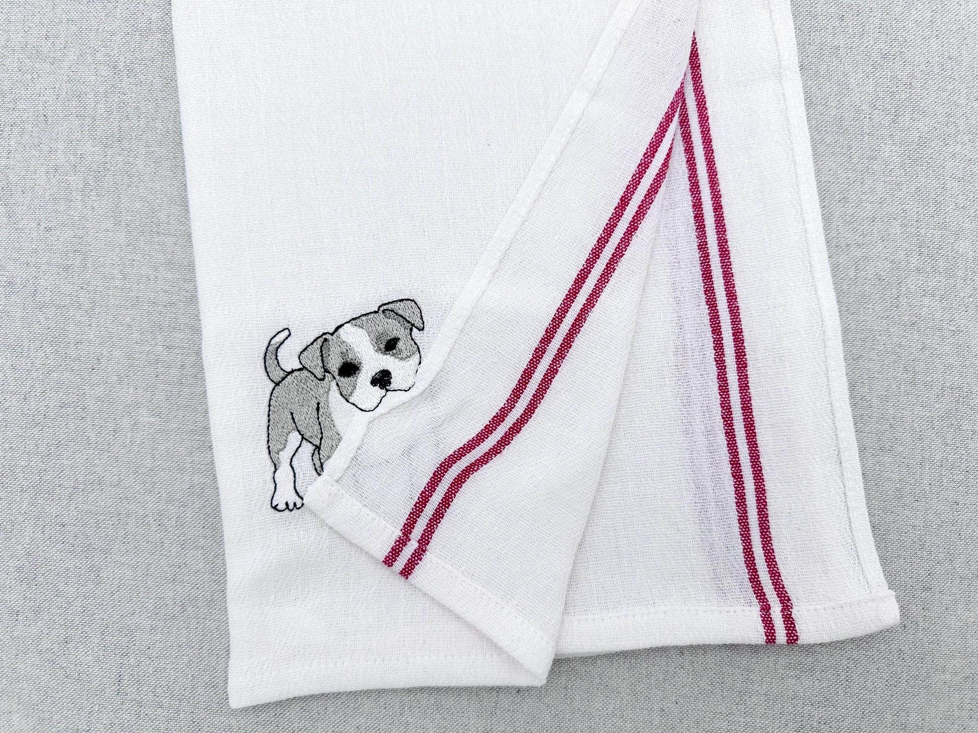 Lovely playing Pitbull Puppy Dog Mama kitchen dish towel pet animal kids machine embroidery designs ITH