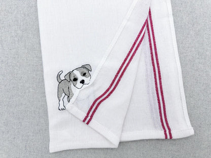 Lovely playing Pitbull Puppy Dog Mama kitchen dish towel pet animal kids machine embroidery designs ITH