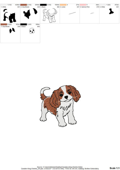 Playing Cavalier King Charles Spaniel Puppy Dog kitchen dish towel pet animal kids machine embroidery designs ITH