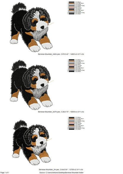 Cute Playing Bernese Mountain Puppy Dog Mama kitchen dish towel pet animal kids machine embroidery designs ITH