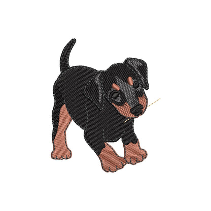 Playing Little Doberman Puppy Dog Mama kitchen dish towel pet animal kids machine embroidery designs ITH