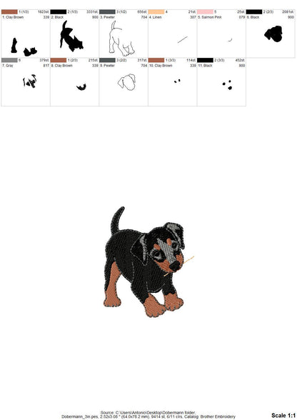 Playing Little Doberman Puppy Dog Mama kitchen dish towel pet animal kids machine embroidery designs ITH