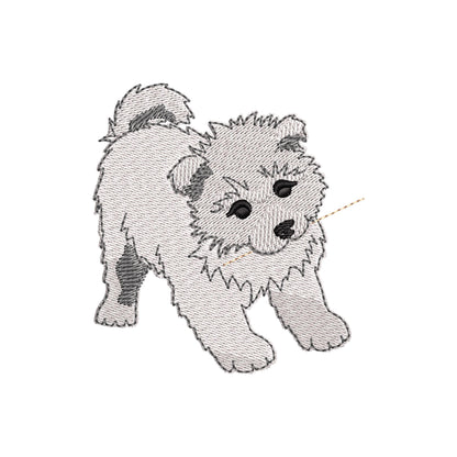 Cute Playing Little Samoyed Puppy Dog Mama kitchen dish towel pet animal kids machine embroidery designs ITH