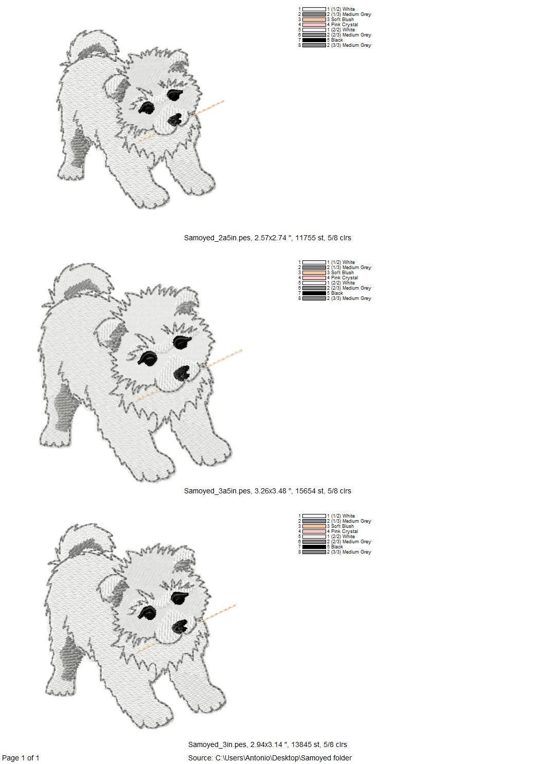 Cute Playing Little Samoyed Puppy Dog Mama kitchen dish towel pet animal kids machine embroidery designs ITH