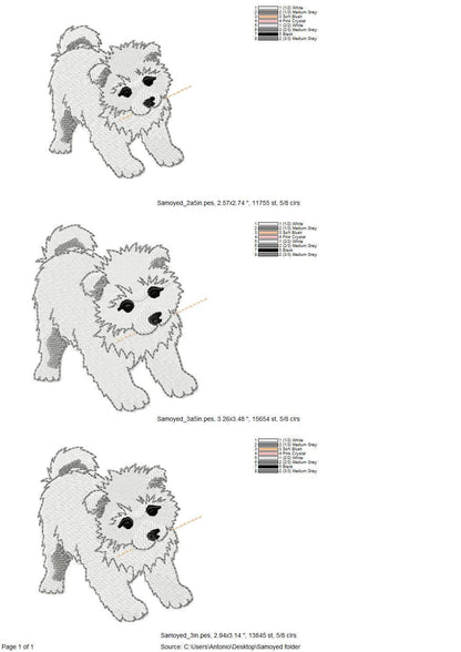 Cute Playing Little Samoyed Puppy Dog Mama kitchen dish towel pet animal kids machine embroidery designs ITH