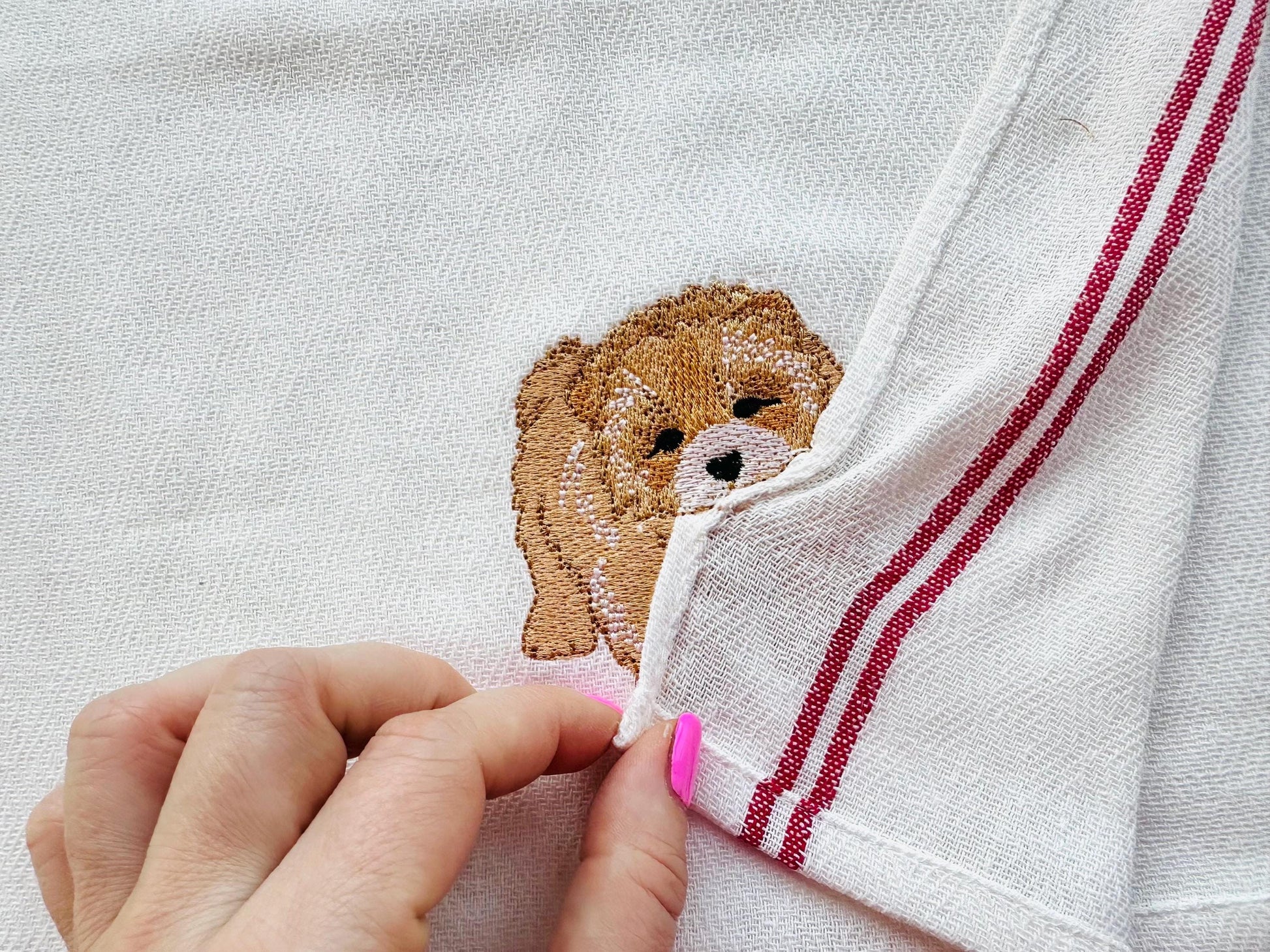 Cute Playing Little Chow Chow Puppy Dog Mama kitchen dish towel pet animal kids machine embroidery designs ITH project simply in the hoop