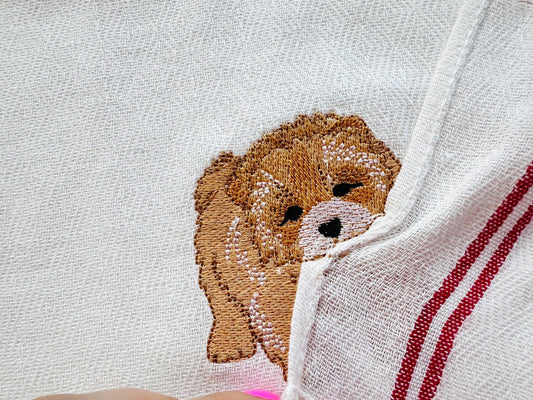 Cute Playing Little Chow Chow Puppy Dog Mama kitchen dish towel pet animal kids machine embroidery designs ITH project simply in the hoop