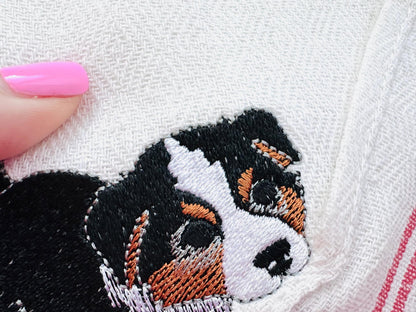 Cute Playing Australian Shepherd Puppy Dog Mama kitchen dish towel pet animal kids machine embroidery designs ITH