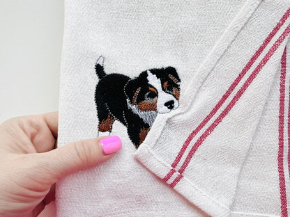 Cute Playing Australian Shepherd Puppy Dog Mama kitchen dish towel pet animal kids machine embroidery designs ITH