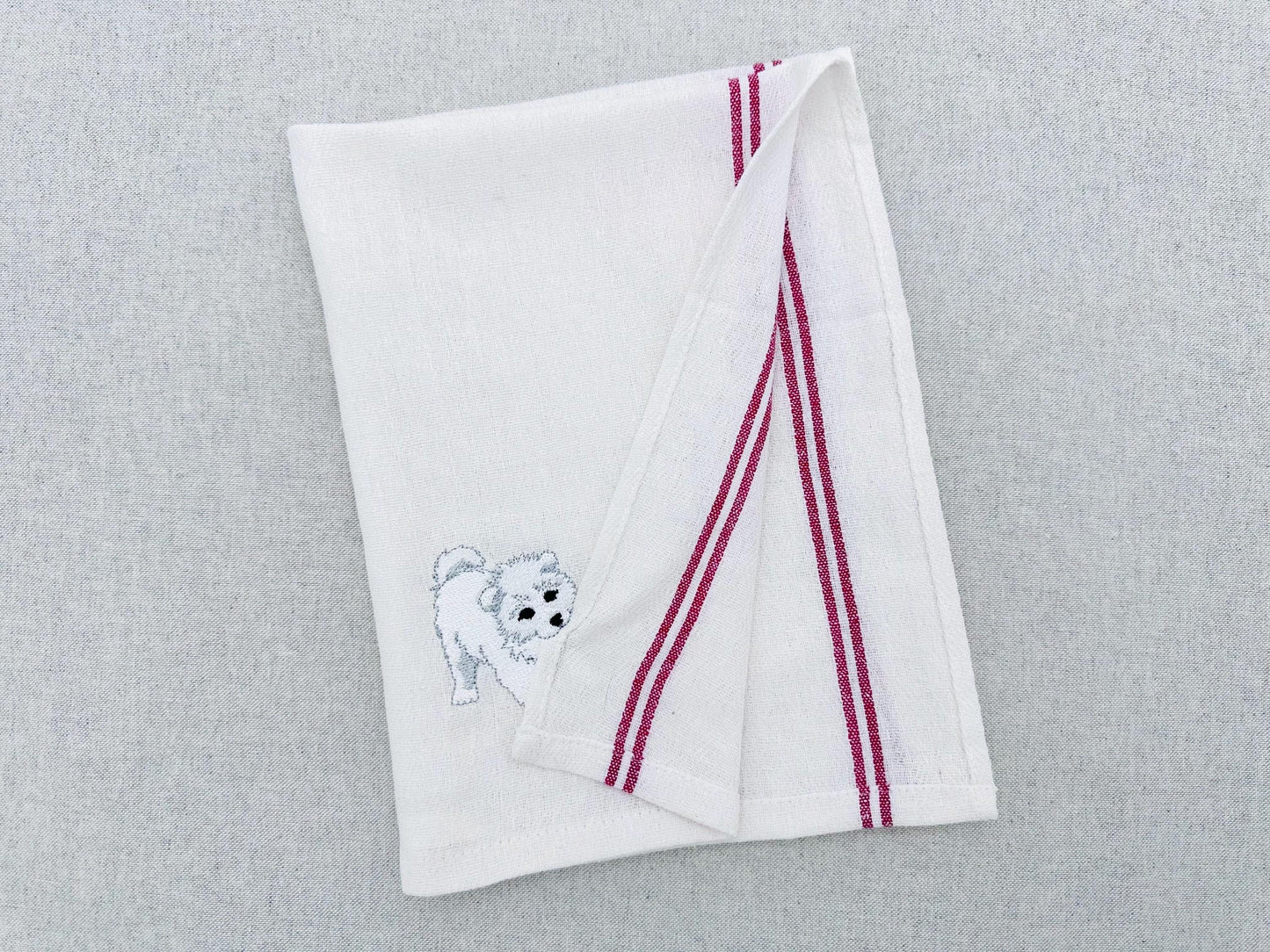 Cute Playing Little Samoyed Puppy Dog Mama kitchen dish towel pet animal kids machine embroidery designs ITH