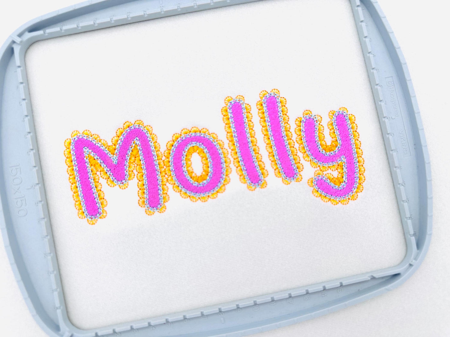 Lace Edge FONT Fill Stitch Bubbly Alphabet Monogram girly fancy font machine embroidery designs