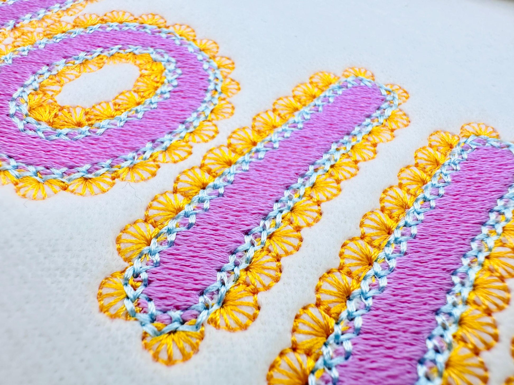 Lace Edge FONT Fill Stitch Bubbly Alphabet Monogram girly fancy font machine embroidery designs