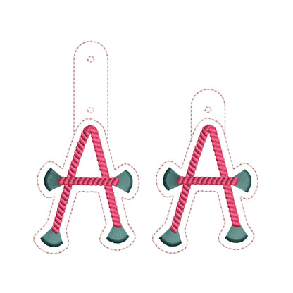 Rope stitch with fringed Tassel Monogram Eyelet and Key Fob Snap Tab Keychain ITH machine embroidery designs