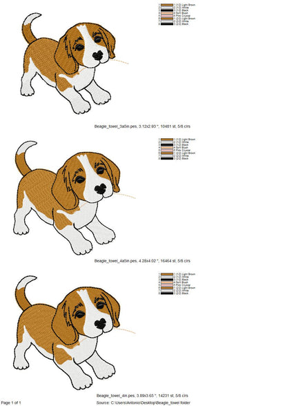 Cute Playing Beagle Puppy Dog Mama kitchen dish towel pet animal kids machine embroidery designs ITH