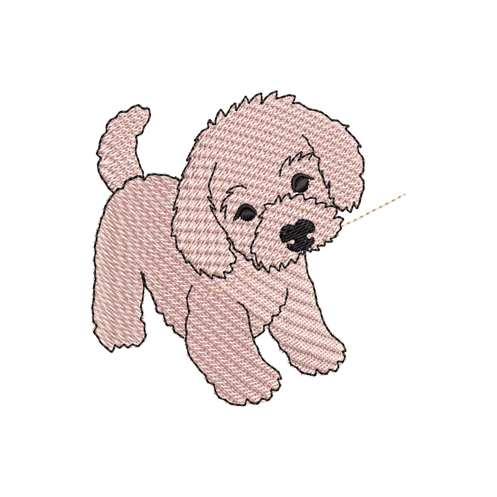 Cute Playing Little Poodle Puppy Dog Mama kitchen dish towel pet animal kids machine embroidery designs