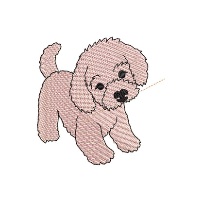 Cute Playing Little Poodle Puppy Dog Mama kitchen dish towel pet animal kids machine embroidery designs
