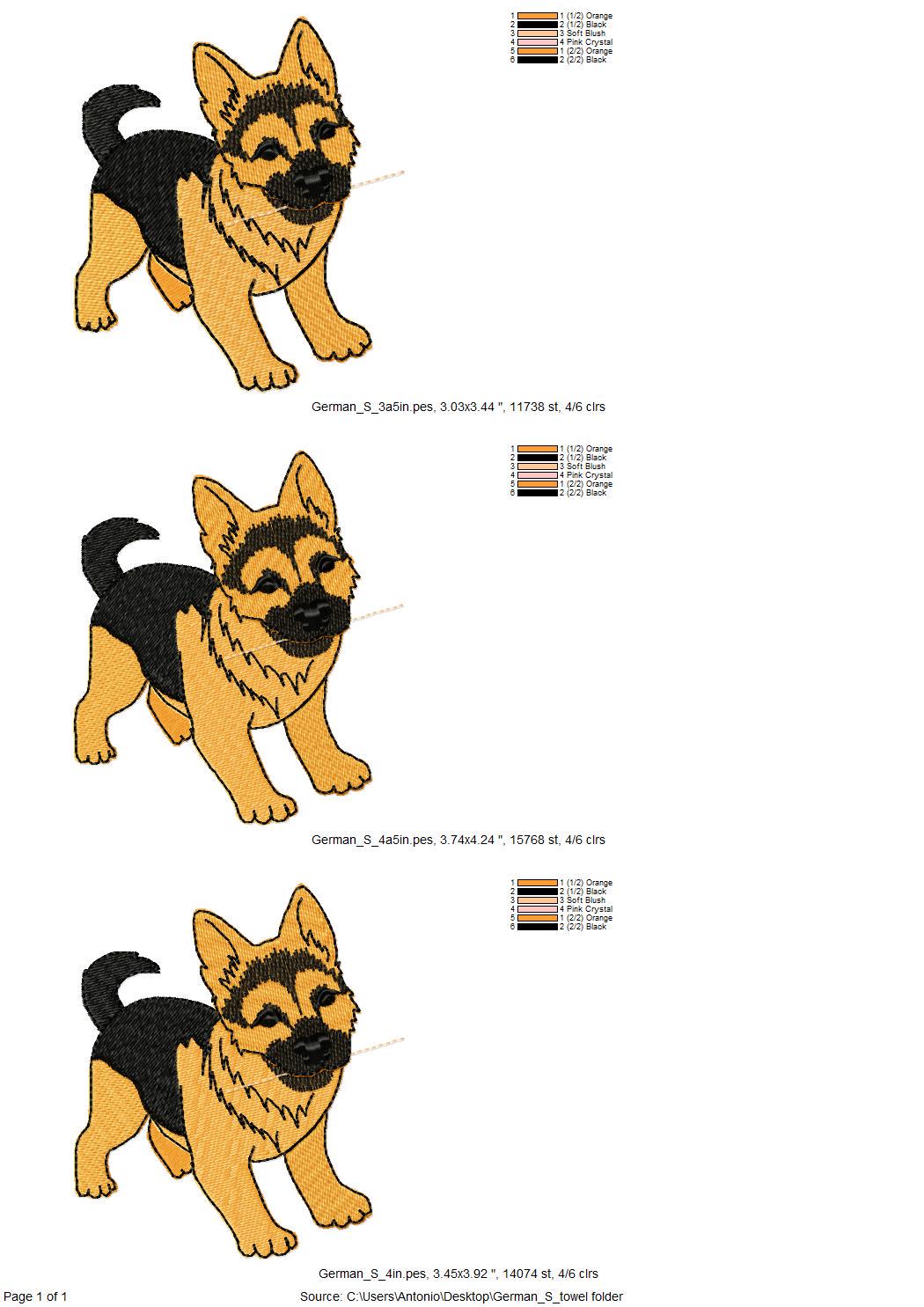 Cute Playing German Shepherd Puppy Dog Mama kitchen dish towel pet animal kids machine embroidery designs ITH