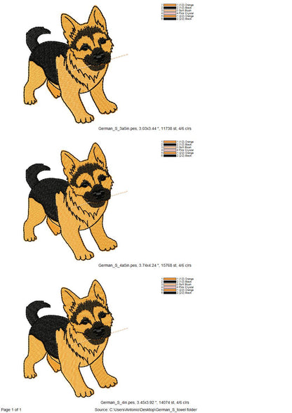 Cute Playing German Shepherd Puppy Dog Mama kitchen dish towel pet animal kids machine embroidery designs ITH