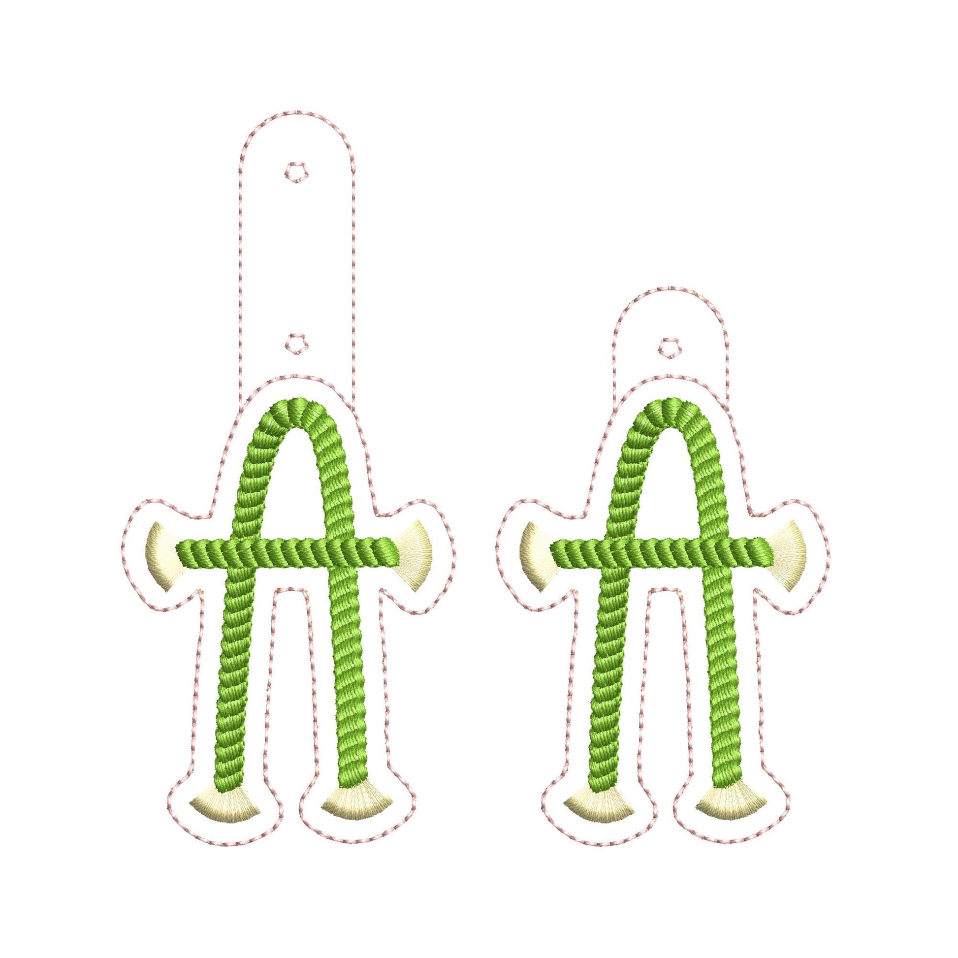 Twisty Rope with fringed Tassel Eyelet and Key Fob Snap Tab Monogram in the hoop ITH keychain machine embroidery designs