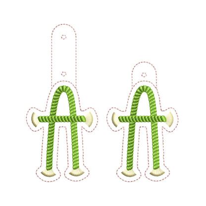 Twisty Rope with fringed Tassel Eyelet and Key Fob Snap Tab Monogram in the hoop ITH keychain machine embroidery designs