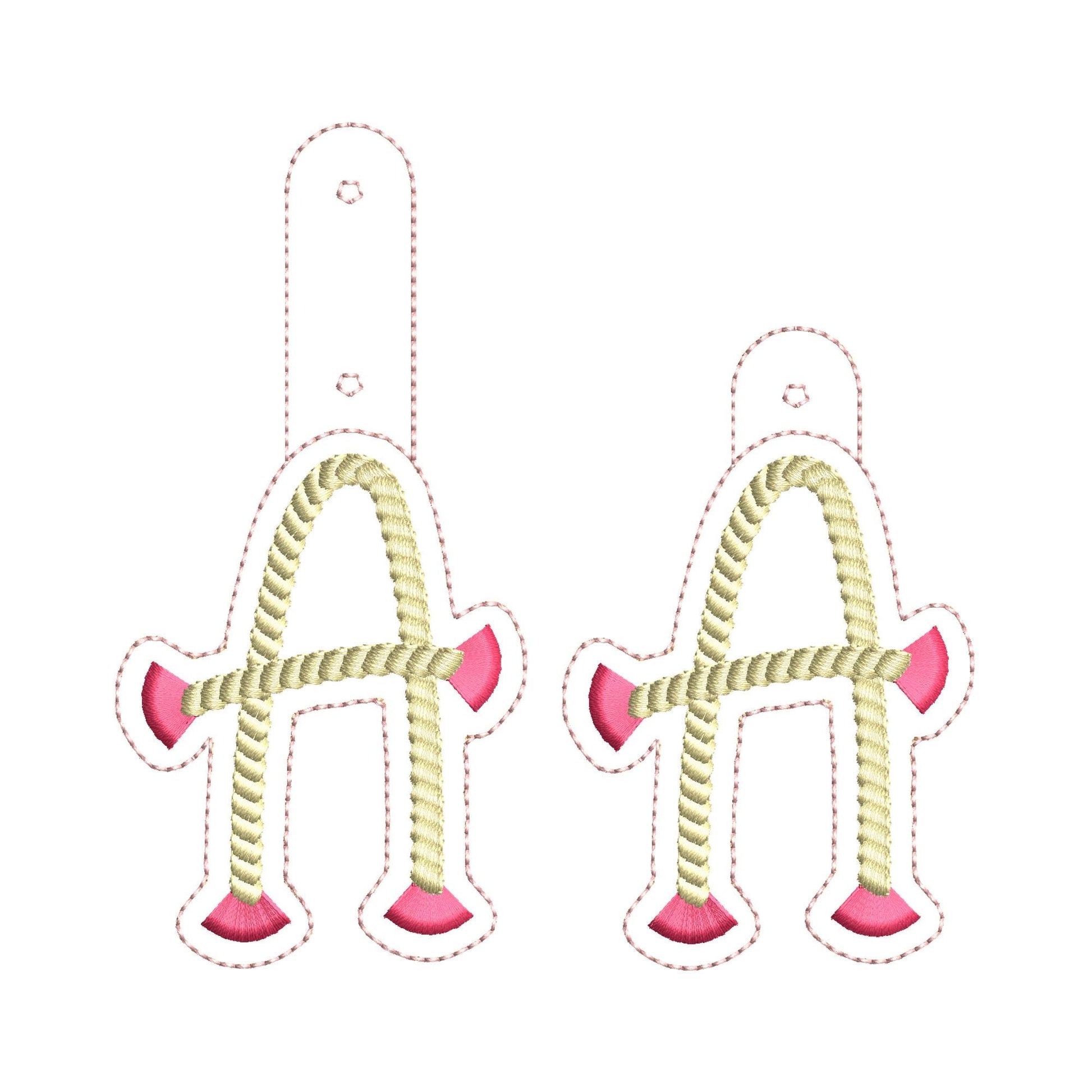 Fringe Rope Tassel Eyelet and Key Fob Snap Tab Monogram in the hoop ITH keychain machine embroidery designs