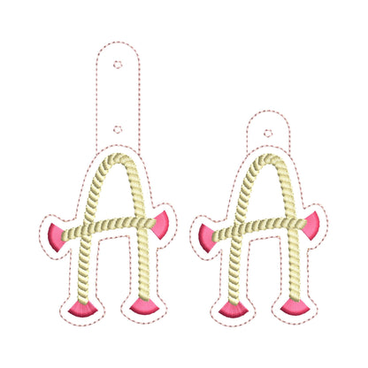 Fringe Rope Tassel Eyelet and Key Fob Snap Tab Monogram in the hoop ITH keychain machine embroidery designs