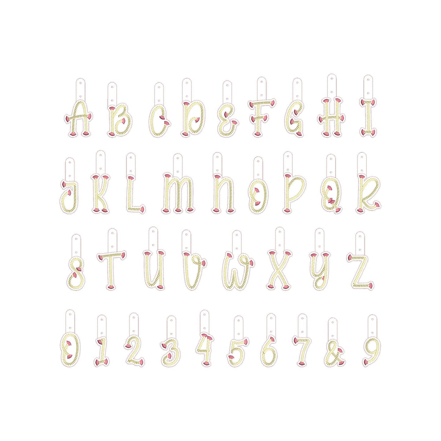 Fringe Rope Tassel Eyelet and Key Fob Snap Tab Monogram in the hoop ITH keychain machine embroidery designs