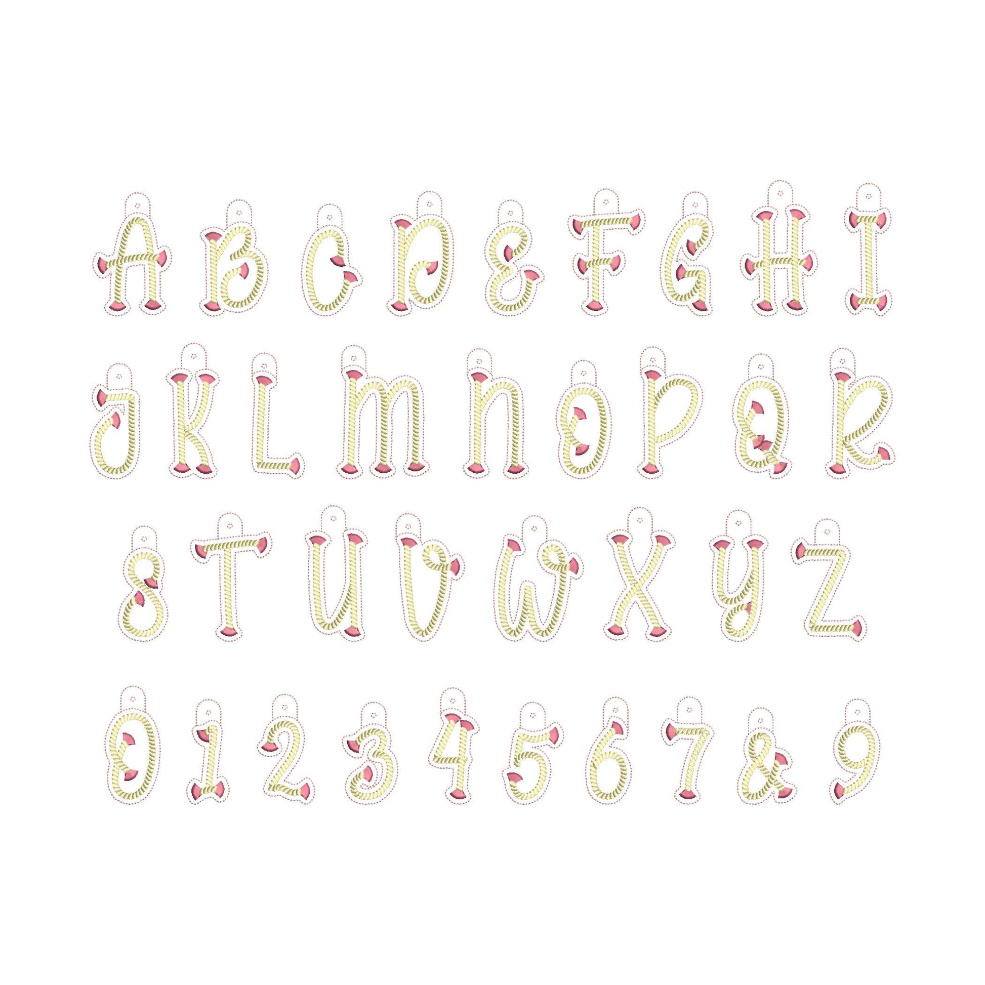 Fringe Rope Tassel Eyelet and Key Fob Snap Tab Monogram in the hoop ITH keychain machine embroidery designs