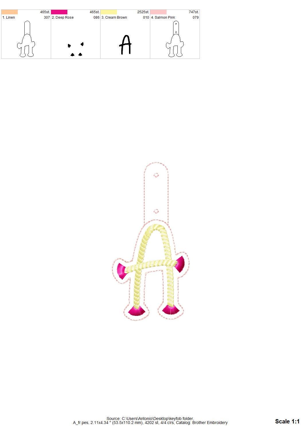 Fringe Rope Tassel Eyelet and Key Fob Snap Tab Monogram in the hoop ITH keychain machine embroidery designs