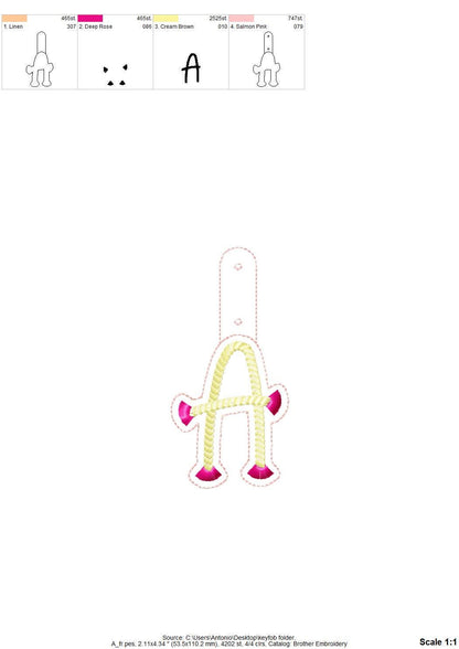 Fringe Rope Tassel Eyelet and Key Fob Snap Tab Monogram in the hoop ITH keychain machine embroidery designs