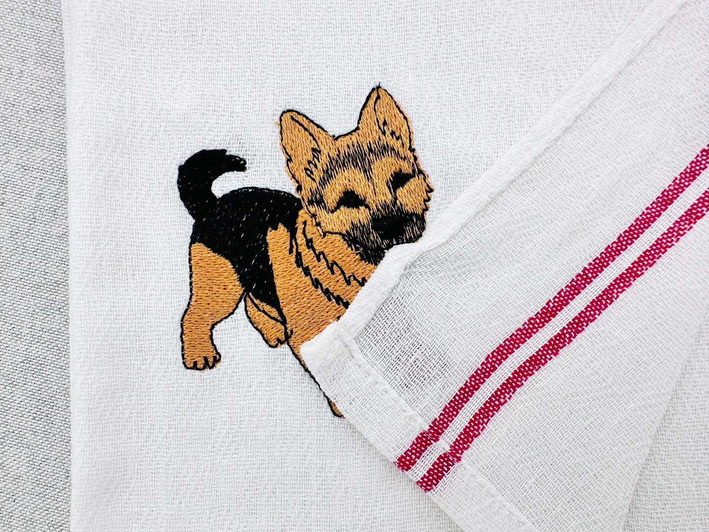 Cute Playing German Shepherd Puppy Dog Mama kitchen dish towel pet animal kids machine embroidery designs ITH