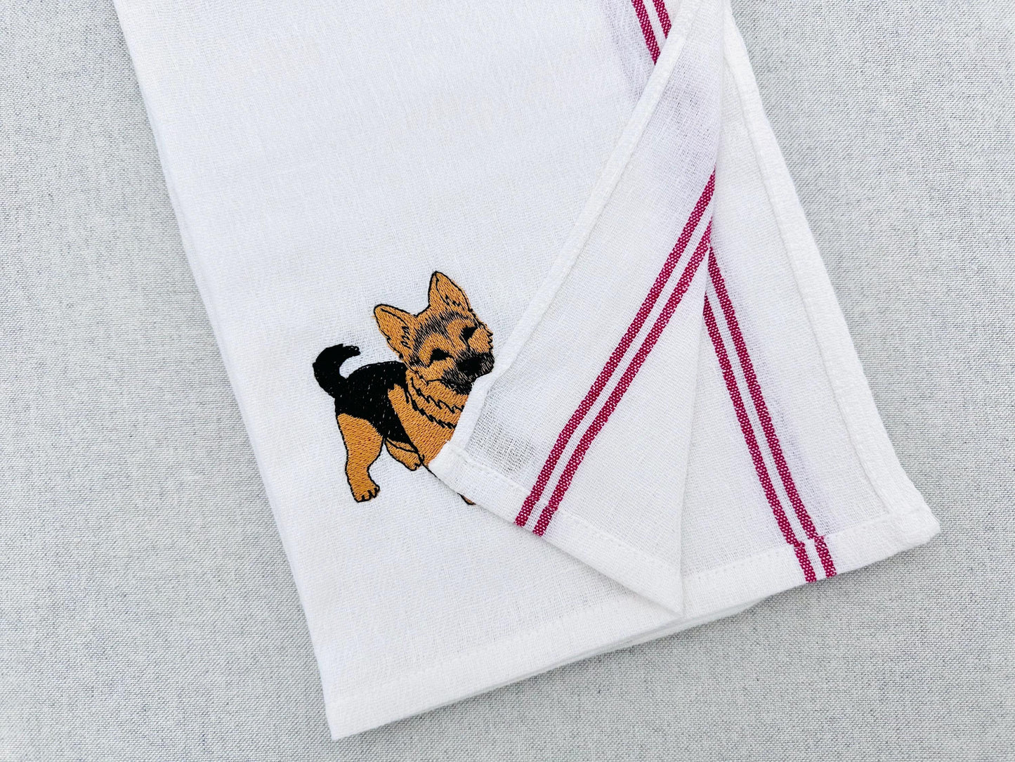 Cute Playing German Shepherd Puppy Dog Mama kitchen dish towel pet animal kids machine embroidery designs ITH