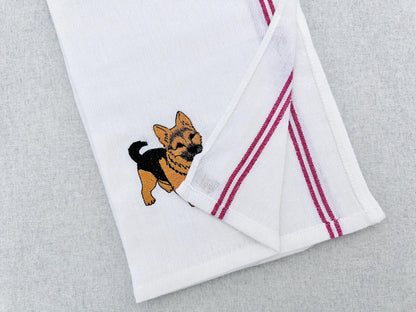 Cute Playing German Shepherd Puppy Dog Mama kitchen dish towel pet animal kids machine embroidery designs ITH